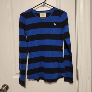 Abercrombie and Fitch medium blue and black striped long sleeve shirt
